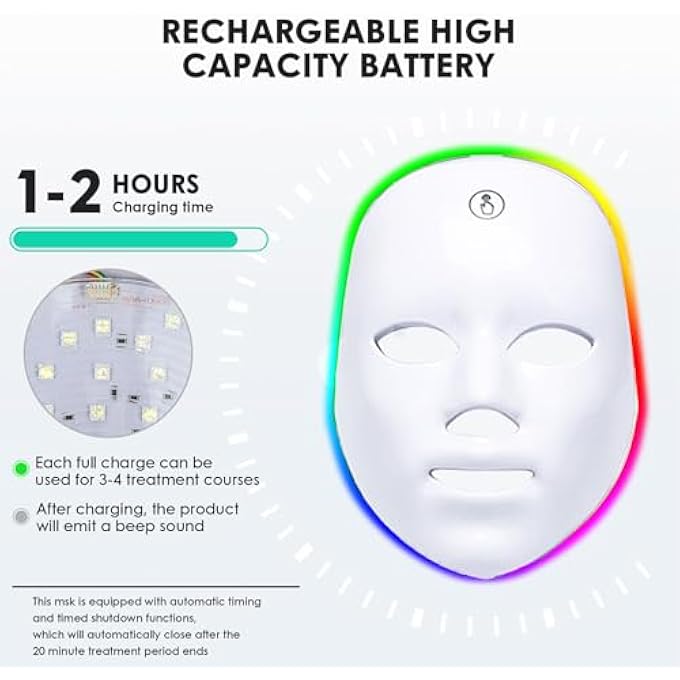 STRBOXONG LED FACE MSK(MODEL FM-01), 7 COLOR LED FACE MSK LIGHT THERPY, CORDLESS LED FACIAL MSK SKN CARE MSK FOR BOTH BEAUTY SALONS AND HOME USE - Image 4